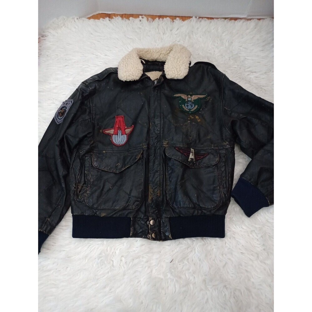 Alamo Men's BLK Leather Motorcycle Jacket Size Small